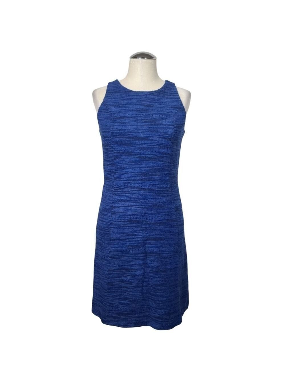 LOFT Blue Heathered Crewneck Sleeveless Back Zip Dress 0
